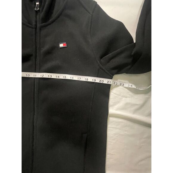 Tommy Hilfiger Black Fleece Zip Up Hooded Jacket Women’s Medium Long Coat - Picture 12 of 14